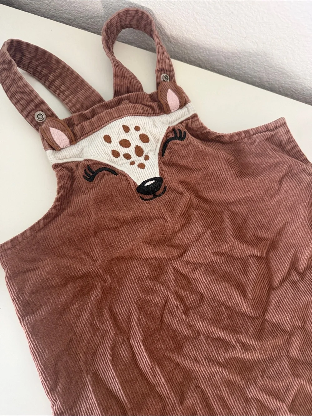 The Children's Place Brown and Dusty Rose Corduroy Deer Suspenders